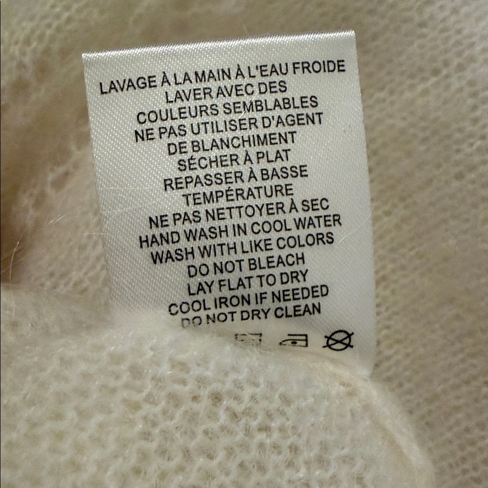 Camila Coelho Mohair Wool Blend Cardigan Sweater Cream M NWT - Picture 11 of 12